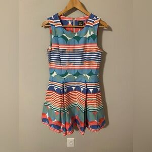Colorful Taylor Twee 60s Inspired Geometric Sleeveless Dress Size 10